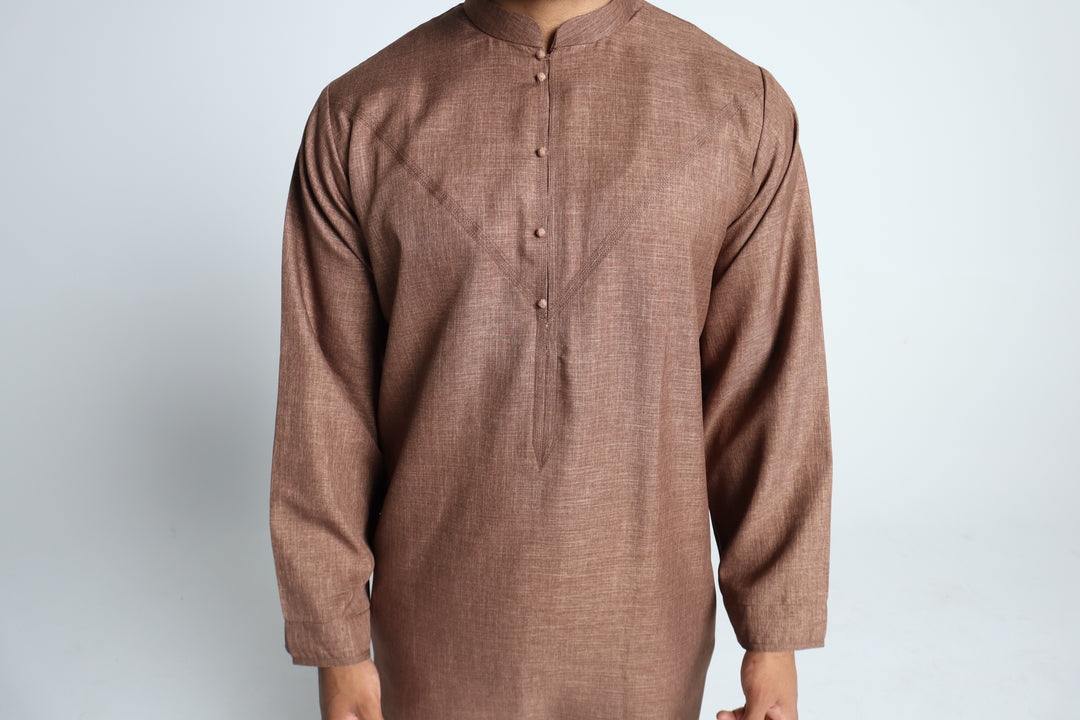 Long Sleeve Thobe - Sahara Brown